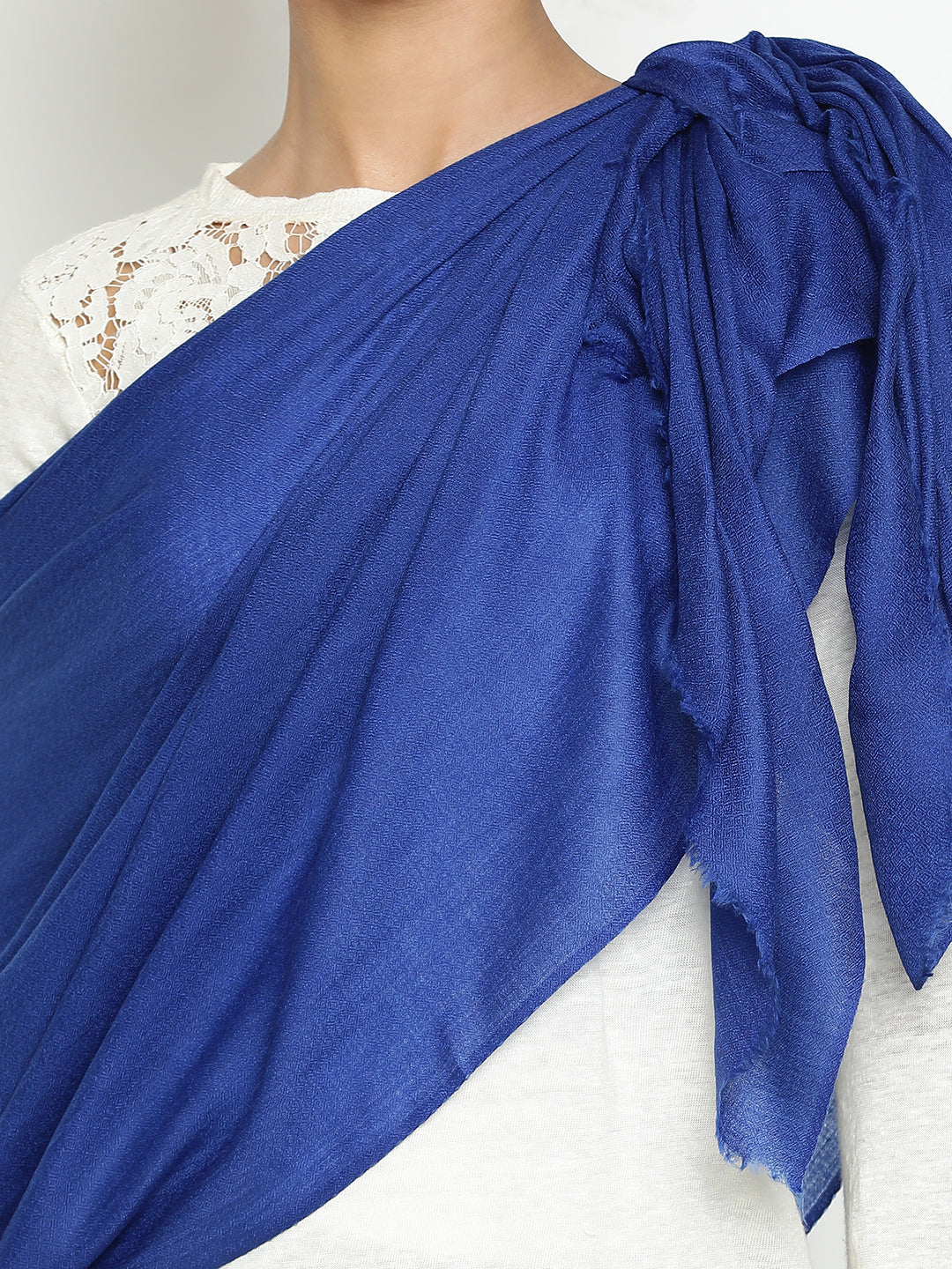 Royal Blue Diamond Weave Wool Blend Casual Scarf For Woman