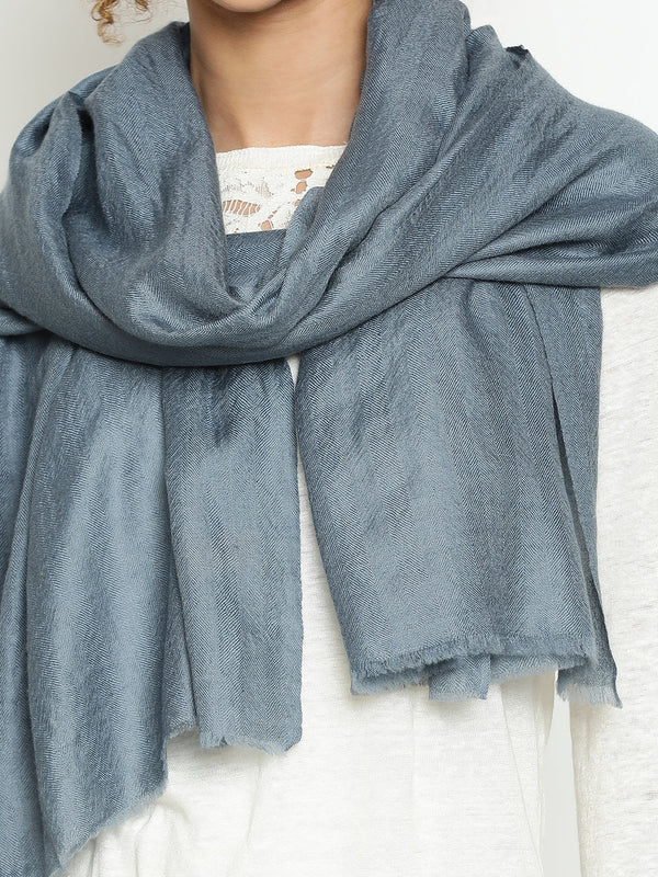 Grey Herringbone Cashmere Stole