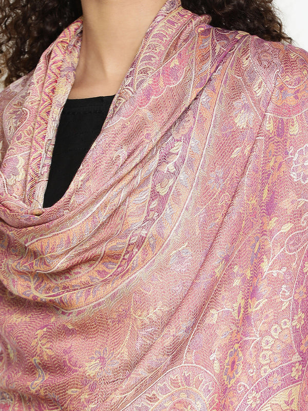 Printed Coral Red Wool Scarf