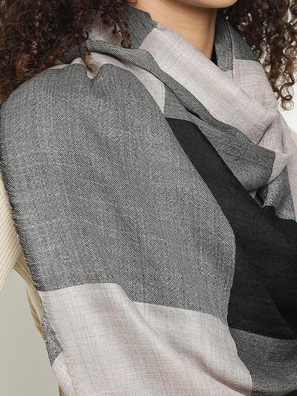 Grey Checked Wool Stole
