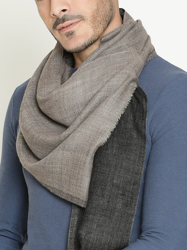 Reversible Grey Black wool muffler