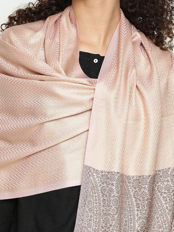 Pink Herringbone Weave Wool Stole