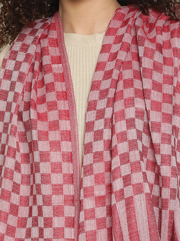 red Checkered Weave wool Stole