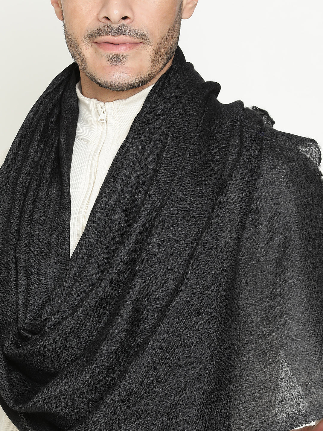 Formal Wool Blend Muffler for Men – Black