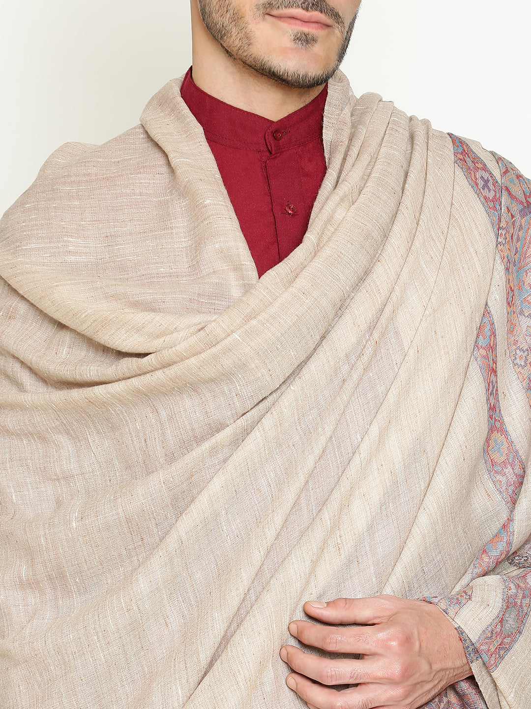 Beige Kullu Weave Borders wool Lohi