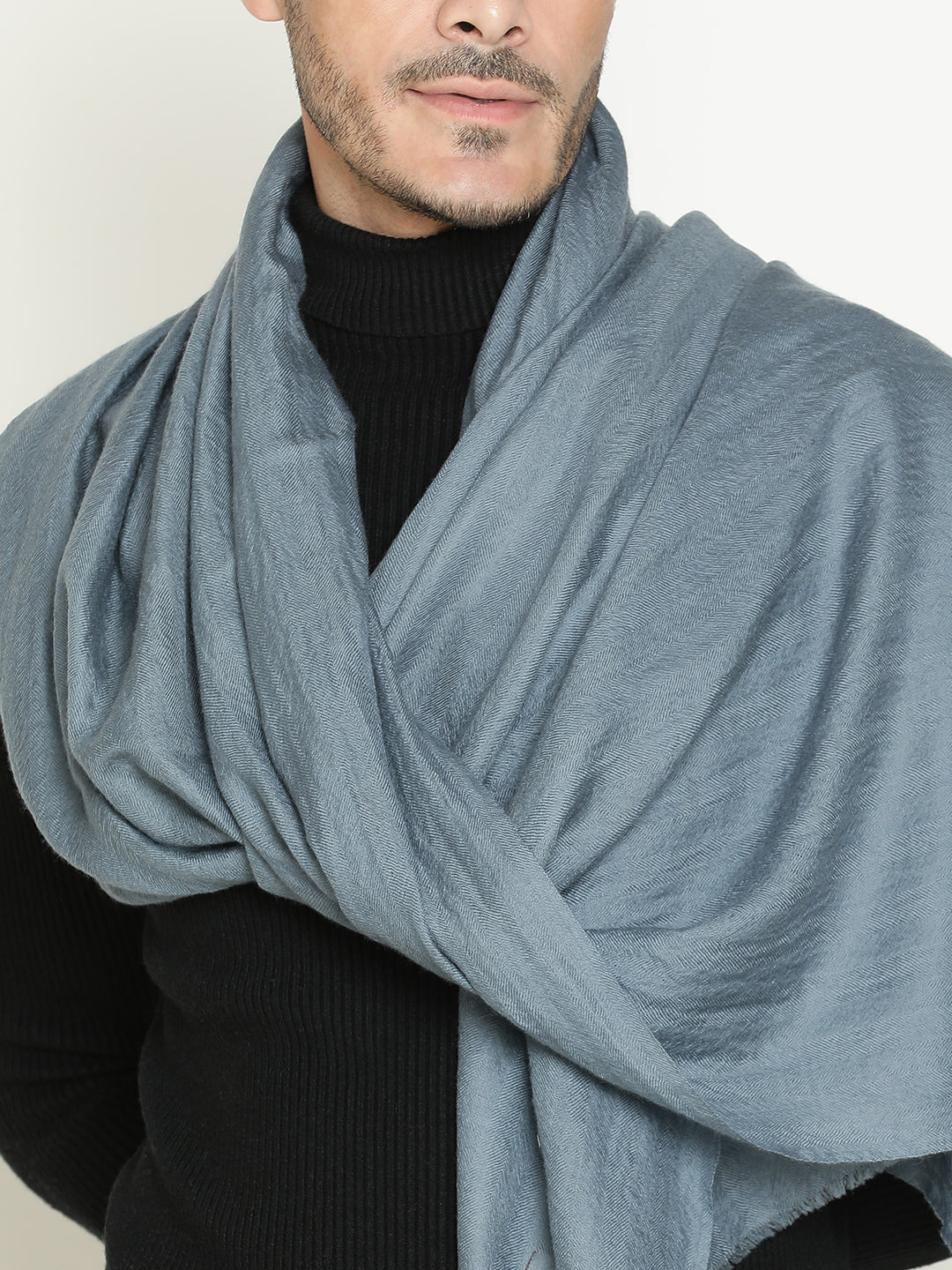 Grey Herringbone Cashmere stole