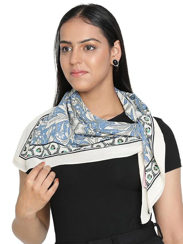 Blue & White Cotton Square Scarf