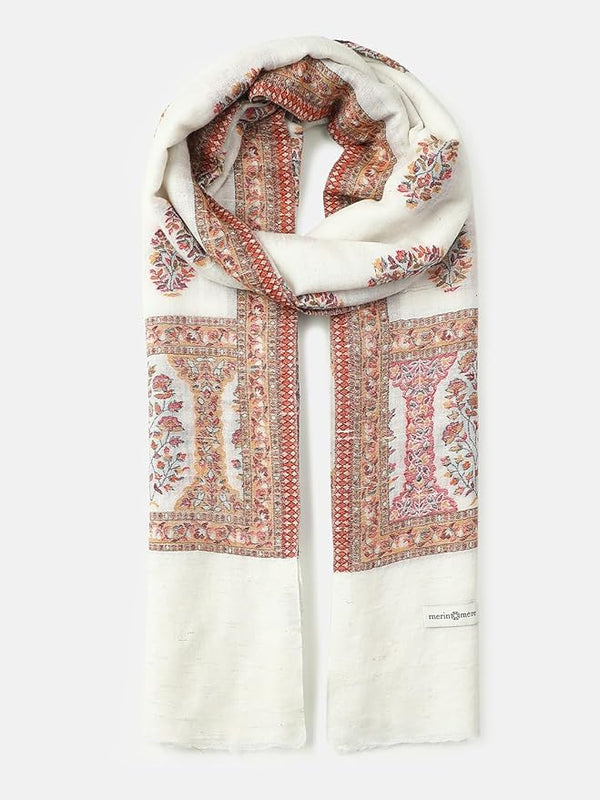 White Traditional Wool Kani Shawl