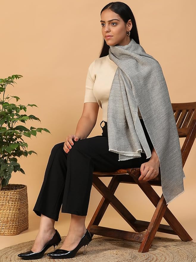 Wool Scarf Ash Grey Melange Lightweight, Soft & Breathable