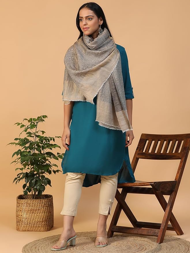 Lustrous Paisley Wool Blend Shawl