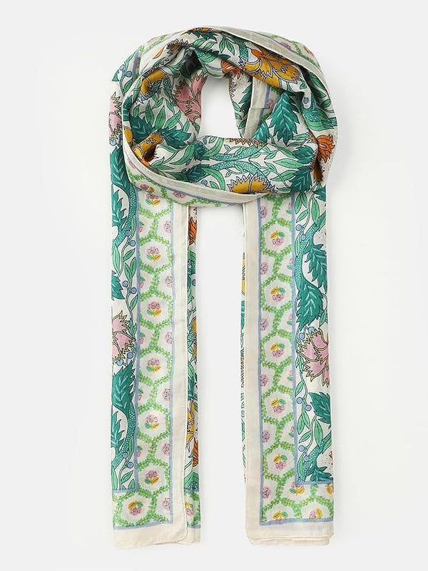 green Silk Scarf for Women