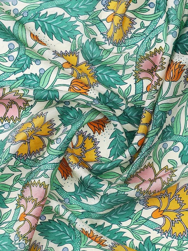 green Silk Scarf for Women