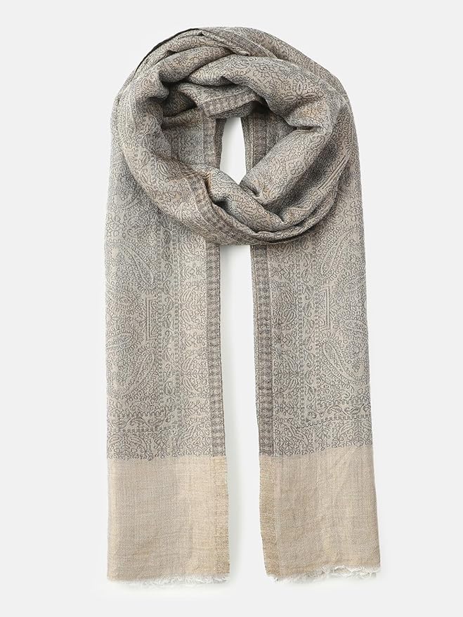 Lustrous Paisley Wool Blend Shawl