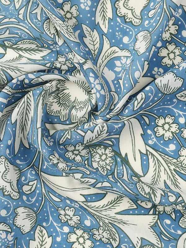 Blue & White Cotton Square Scarf