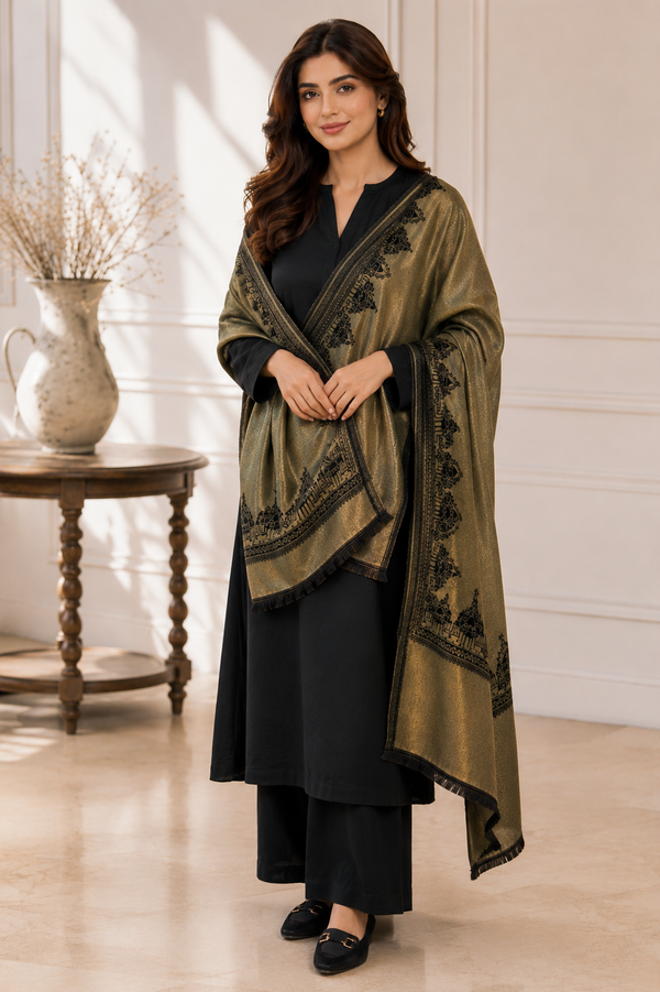 Merinomere Reversible Wool Zari Shawl
