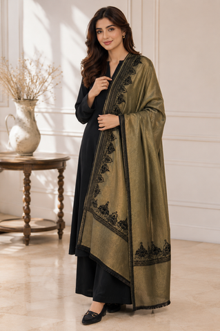 Merinomere Reversible Wool Zari Shawl